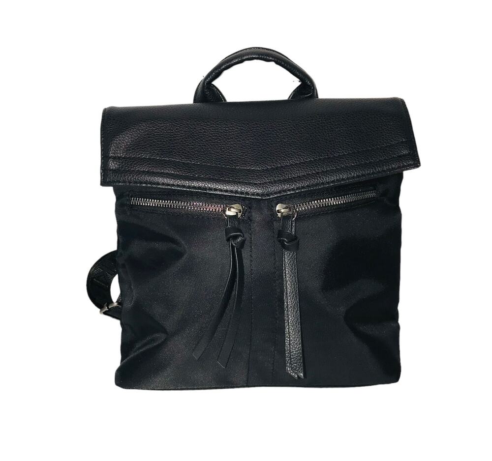 Botkier New York Black Shiny Canvas Faux Leather Small Backpack
